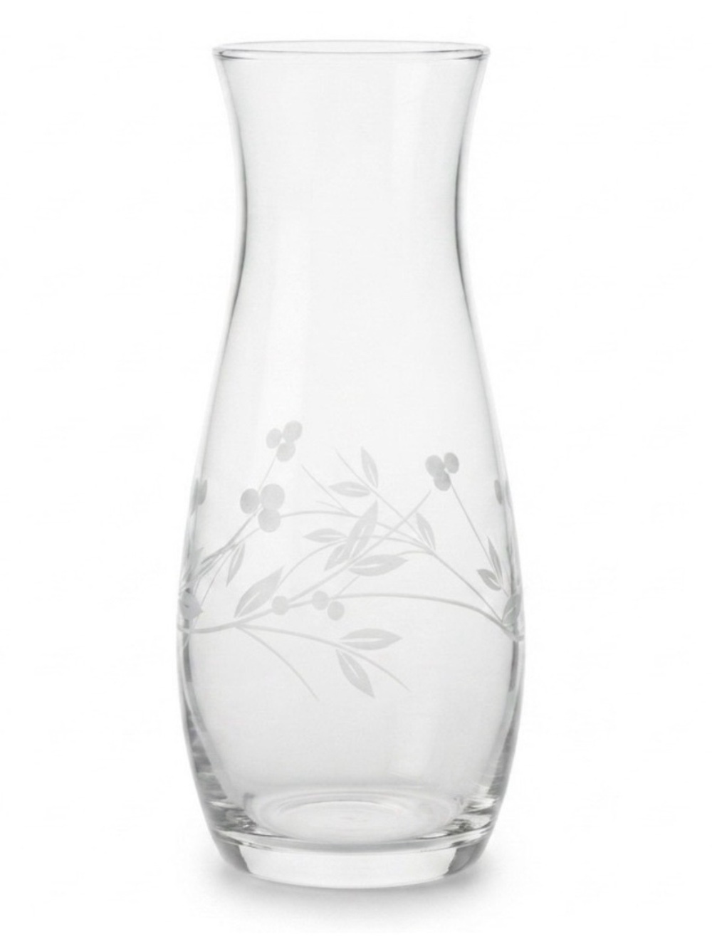 Hand Cut Glass Vase 7" Etched Floral Vintage - Picture 1 of 8